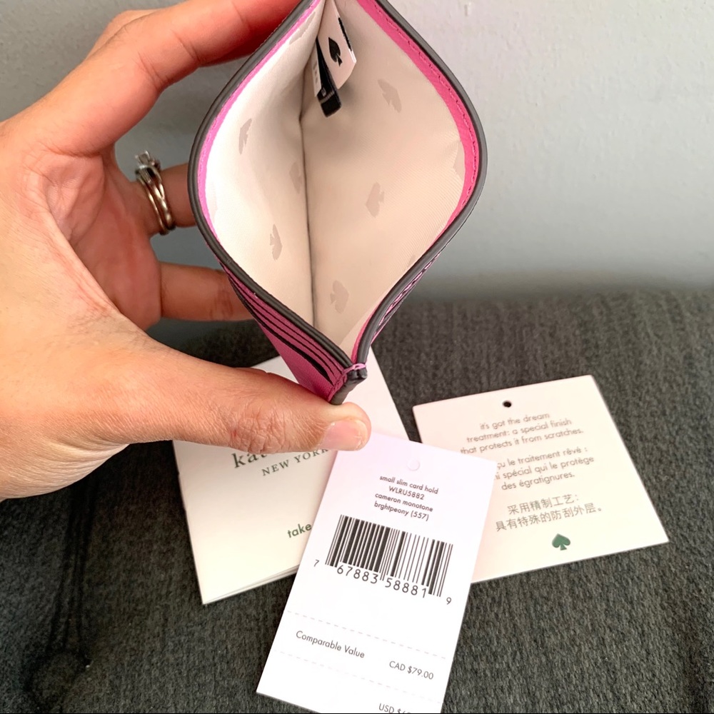 NWT Kate spade leather card wallet pink - Picture 3 of 3